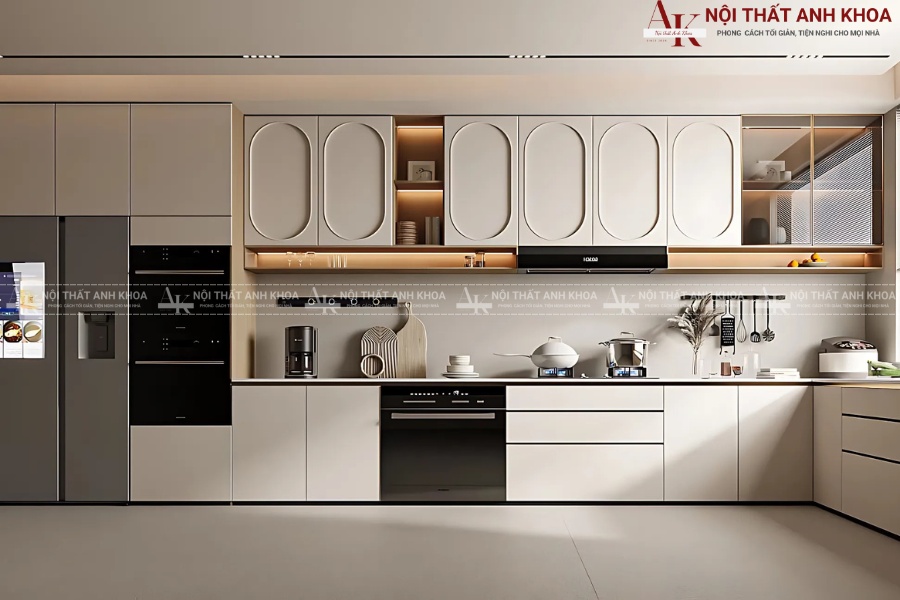 Tủ bếp tân cổ điển gỗ công nghiệp - Giá trị thẩm mỹ và tiết kiệm Tủ bếp tân cổ điển gỗ công nghiệp - Giá trị thẩm mỹ và tiết kiệm