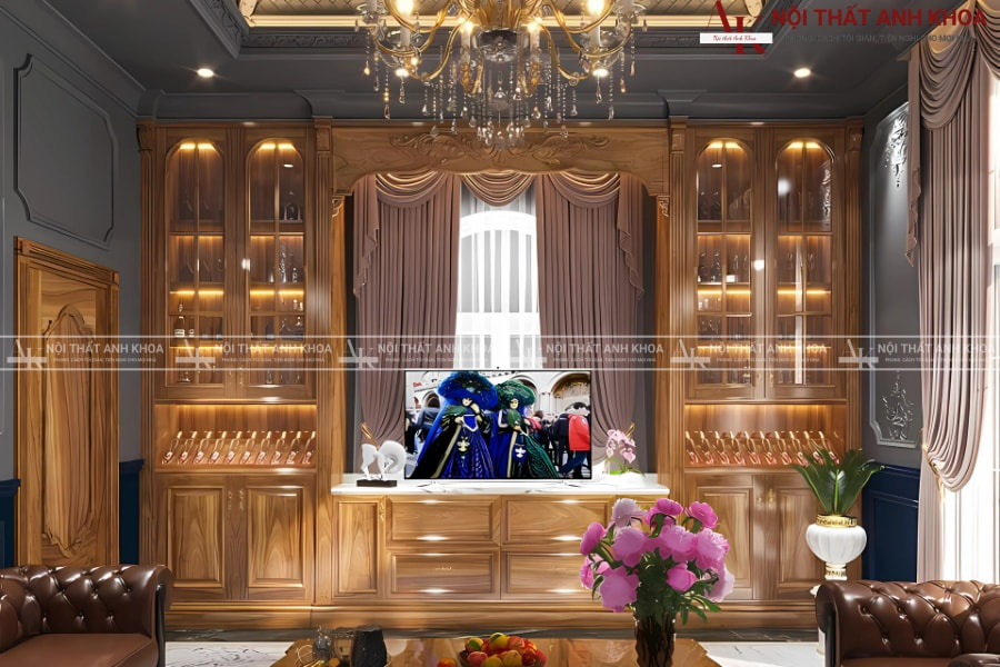 Tủ rượu đẹp kết hợp kệ tivi gỗ tự nhiên - Nâng tầm không gian sống Tủ rượu đẹp kết hợp kệ tivi gỗ tự nhiên - Nâng tầm không gian sống