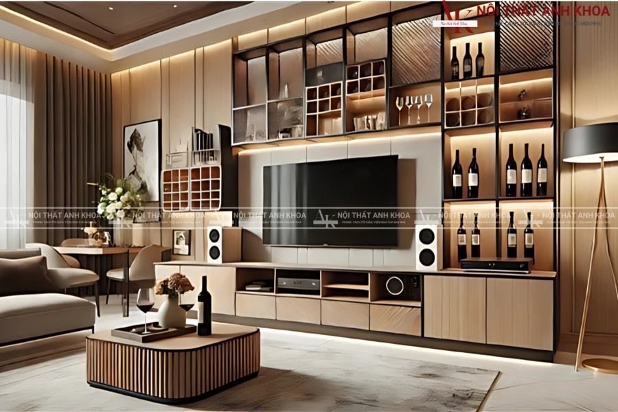 Tủ rượu kết hợp kệ tivi - Sang trọng mà tiện lợi đến không ngờ Tủ rượu kết hợp kệ tivi - Sang trọng mà tiện lợi đến không ngờ
