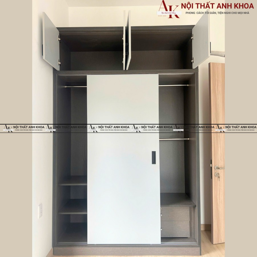 Tủ quần áo gỗ công nghiệp cửa lùa giá rẻ Tủ quần áo gỗ công nghiệp cửa lùa giá rẻ