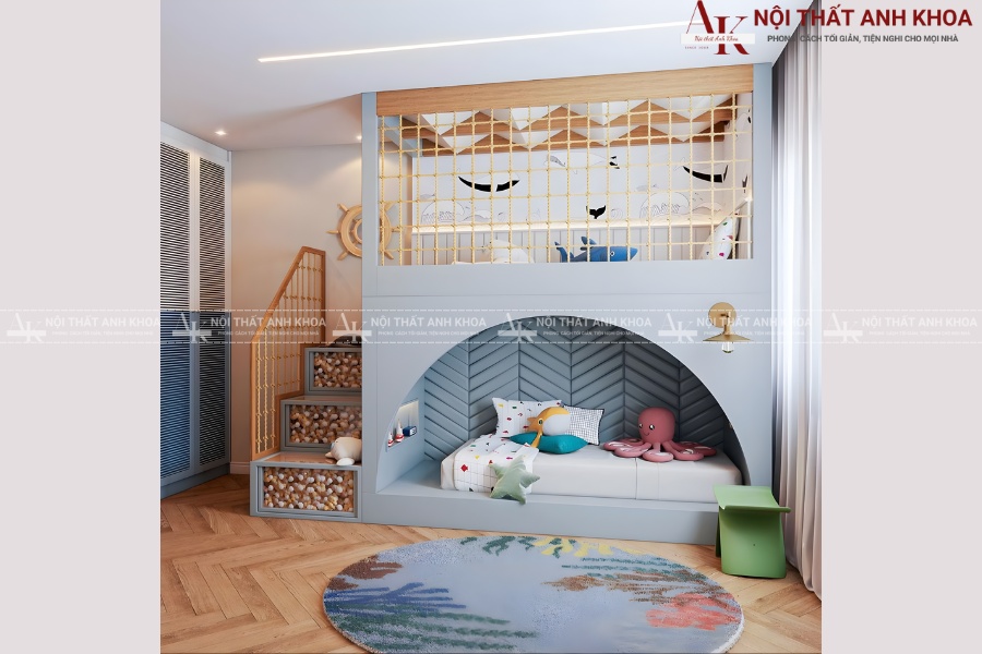 Giường tầng bé gái thiết kế dễ thương Giường tầng bé gái thiết kế dễ thương