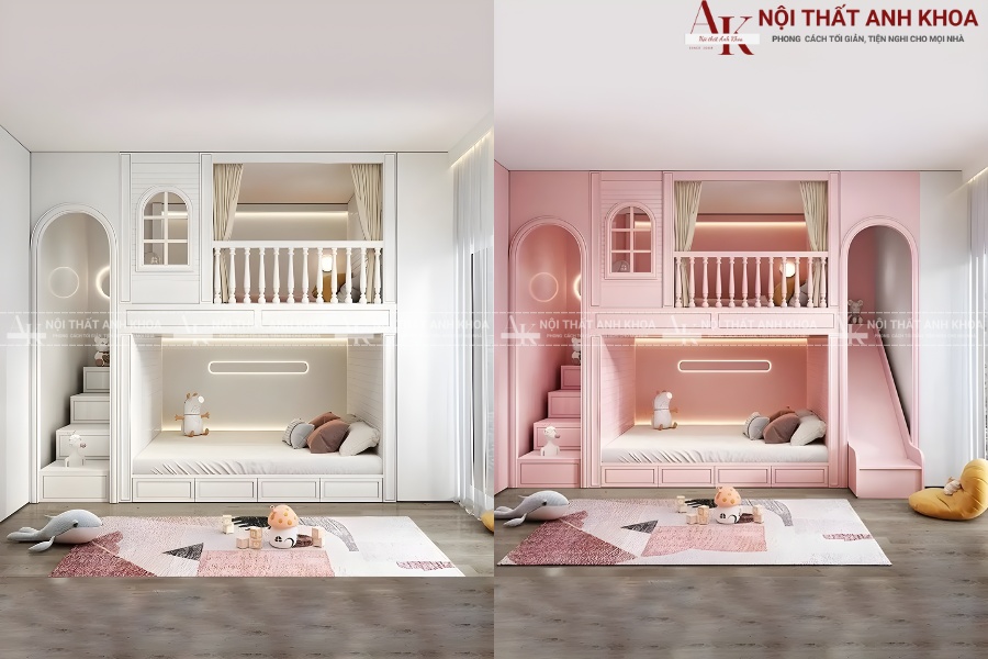 Giường tầng bé gái hiện đại - An toàn, tiện ích Giường tầng bé gái hiện đại - An toàn, tiện ích