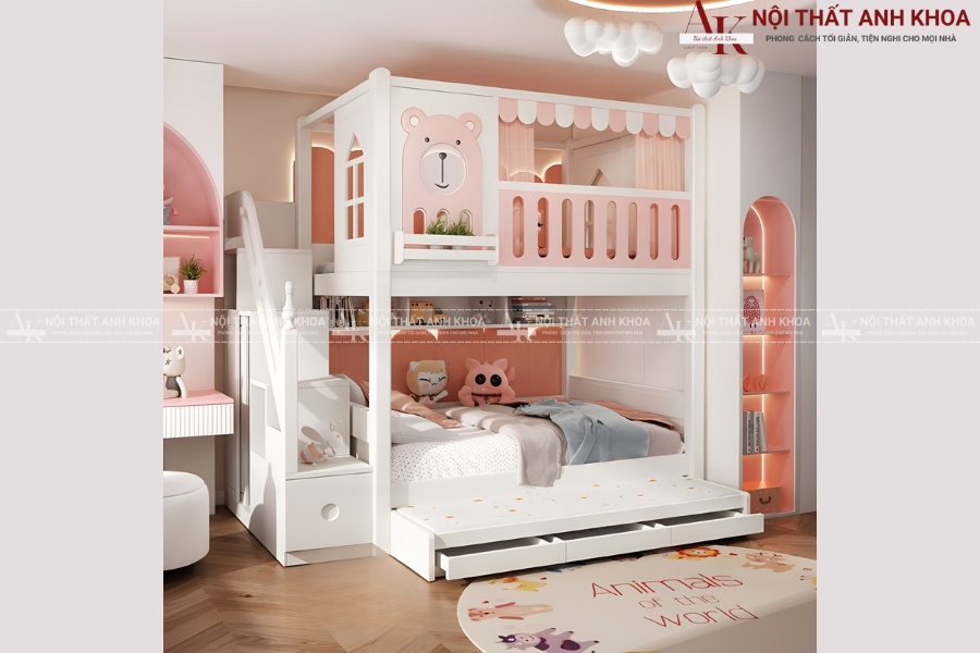 Giường tầng cho bé gái kiểu đa năng Giường tầng cho bé gái kiểu đa năng