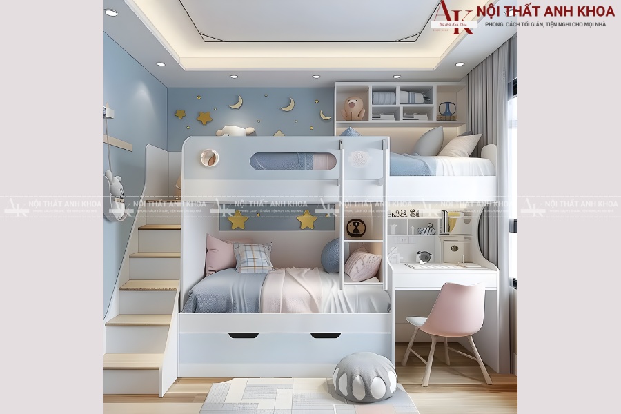 Giường tầng bé gái kiểu hàn quốc sang chảnh Giường tầng bé gái kiểu hàn quốc sang chảnh
