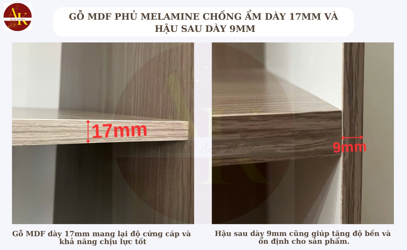 Gỗ công nghiệp MDF dày 17mm và hậu dày 9mm Gỗ công nghiệp MDF dày 17mm và hậu dày 9mm