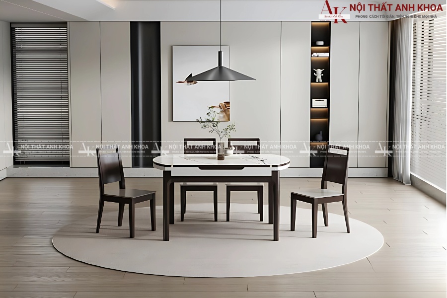 Thiết kế bàn ăn mặt đá cho căn hộ chung cư hiện đại Thiết kế bàn ăn mặt đá cho căn hộ chung cư hiện đại