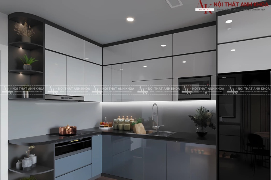 Mẫu tủ bếp chữ L chuẩn kích thước và thẩm mỹ Mẫu tủ bếp chữ L chuẩn kích thước và thẩm mỹ