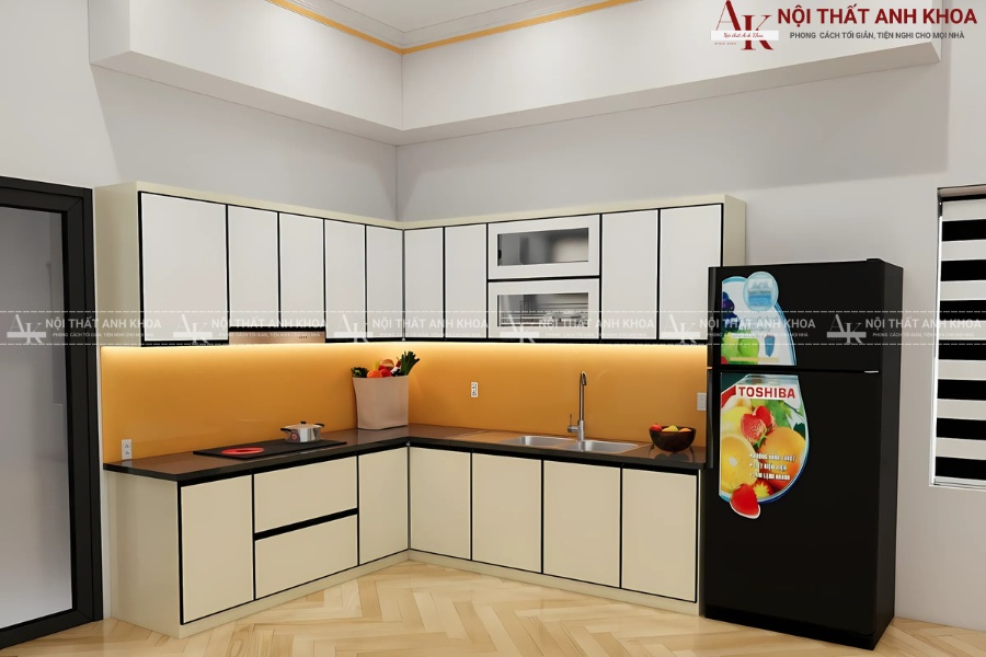 Tủ bếp chữ L Acrylic - Hiện đại, dễ vệ sinh Tủ bếp chữ L Acrylic - Hiện đại, dễ vệ sinh
