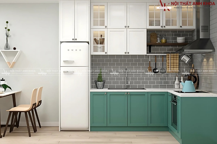 Tủ bếp chữ L hai tone màu - Xu hướng thiết kế 2025 Tủ bếp chữ L hai tone màu - Xu hướng thiết kế 2025