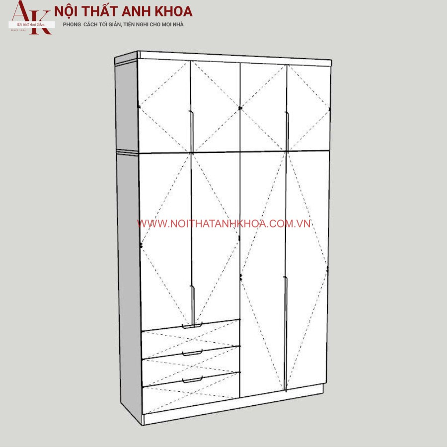 Tủ quần áo gỗ công nghiệp MDF phủ melamine giá tốt Tủ quần áo gỗ công nghiệp MDF phủ melamine giá tốt