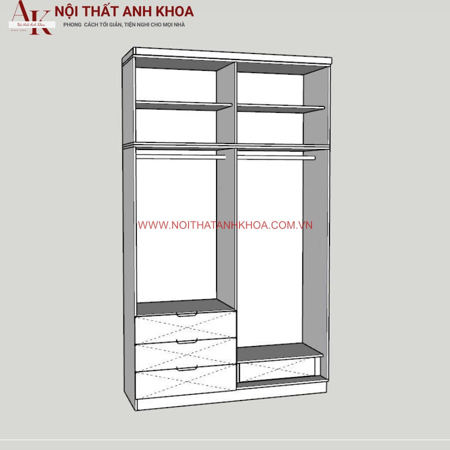 Bên trong tủ quần áo gỗ công nghiệp MDF Bên trong tủ quần áo gỗ công nghiệp MDF