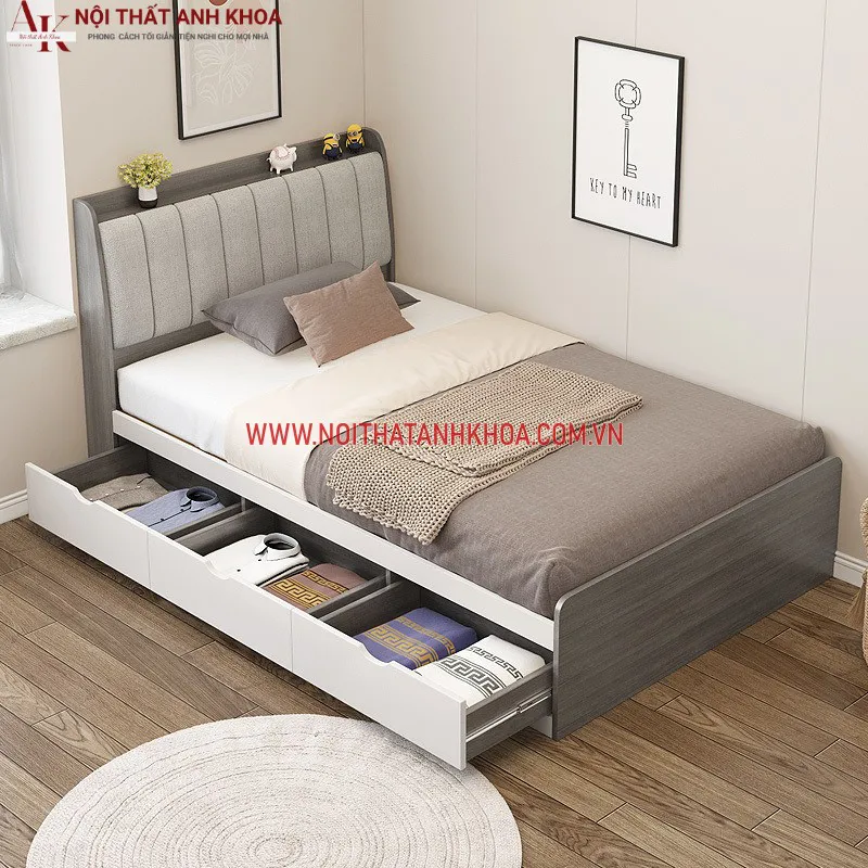 Giường Ngủ Gỗ Công Nghiệp Hiện Đại Có Ngăn Kéo Giường Ngủ Gỗ Công Nghiệp Hiện Đại Có Ngăn Kéo