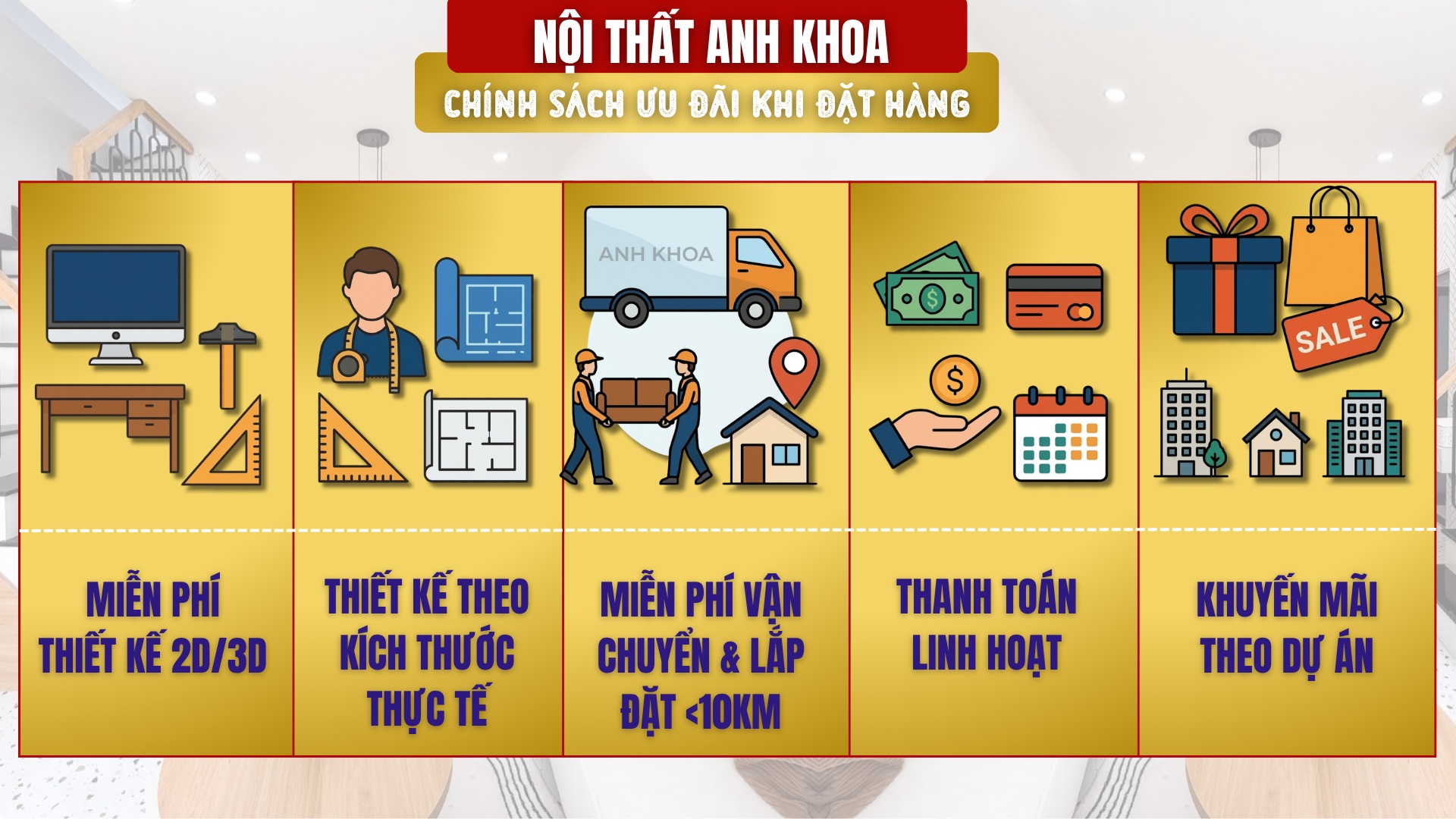 Chính sách ưu đãi tại nội thất Anh Khoa Chính sách ưu đãi tại nội thất Anh Khoa