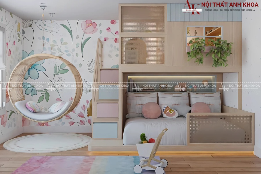 Trang trí phòng ngủ bé gái với gam màu ngọt ngào Trang trí phòng ngủ bé gái với gam màu ngọt ngào