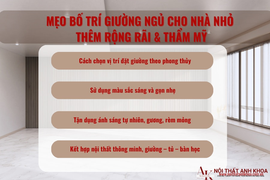 Mẹo bố trí giường ngủ cho nhà nhỏ thêm rộng rãi & thẩm mỹ Mẹo bố trí giường ngủ cho nhà nhỏ thêm rộng rãi & thẩm mỹ