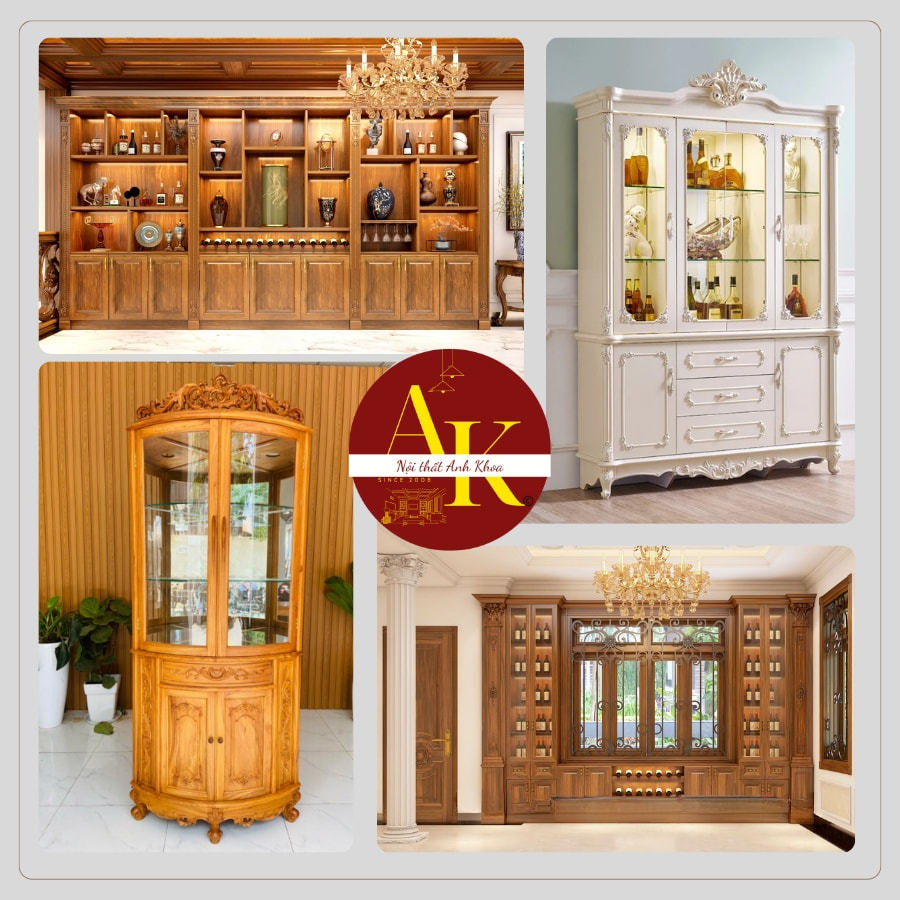 Tủ rượu phòng khách đẹp cổ điển tại nội thất Anh Khoa Tủ rượu phòng khách đẹp cổ điển tại nội thất Anh Khoa