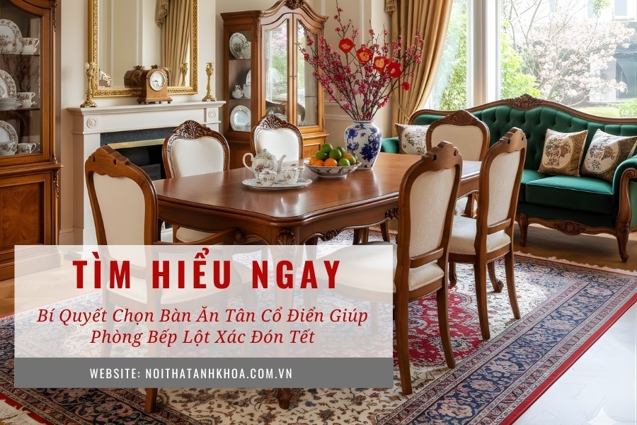 Bí quyết chọn bàn ăn Tân Cổ Điển giúp phòng bếp lột xác đón Tết Bí quyết chọn bàn ăn Tân Cổ Điển giúp phòng bếp lột xác đón Tết