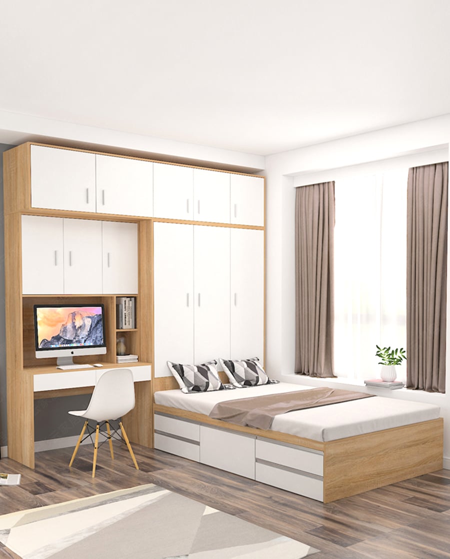 Combo Phòng Ngủ Gỗ Công Nghiệp Phối Màu Đẹp Hiện Đại