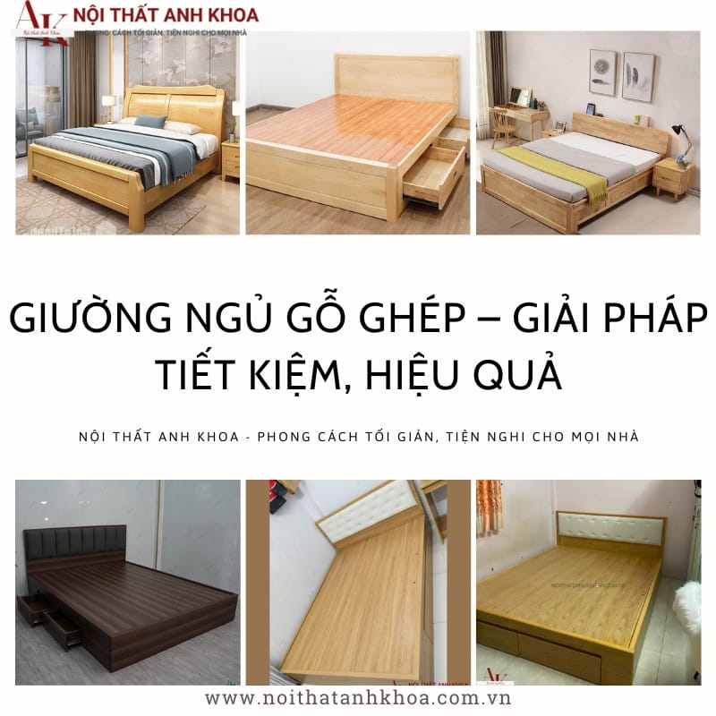 Giường ngủ gỗ ghép tự nhiên cao cấp Giường ngủ gỗ ghép tự nhiên cao cấp
