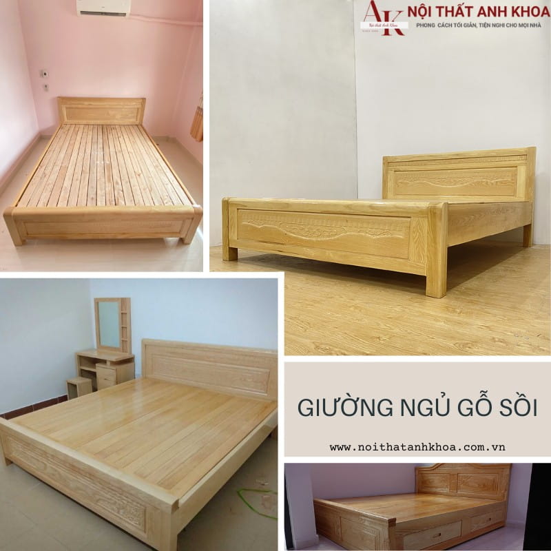 Giường ngủ gỗ sồi đẹp - hiện đại Giường ngủ gỗ sồi đẹp - hiện đại