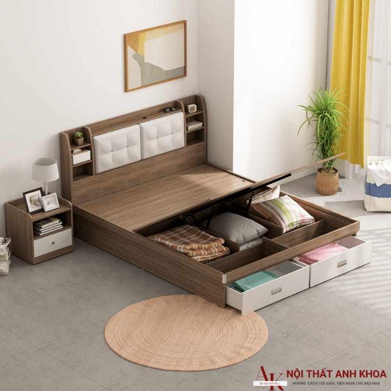 Mẫu giường ngủ thông minh hiện đại gỗ công nghiệp MDF Mẫu giường ngủ thông minh hiện đại gỗ công nghiệp MDF