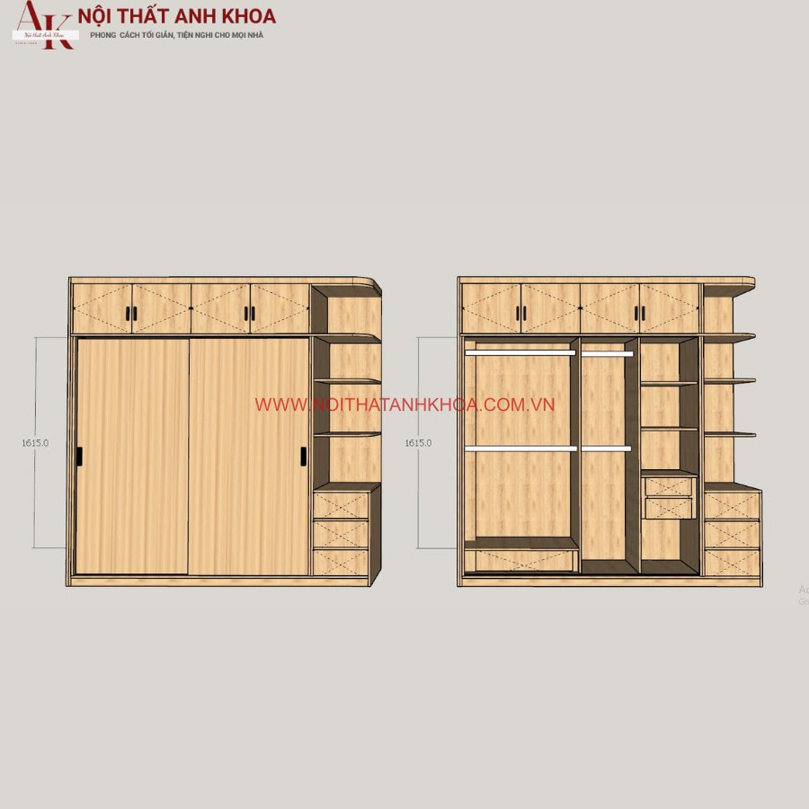Tủ quần áo cánh trượt gỗ công nghiệp MDF cao cấp Tủ quần áo cánh trượt gỗ công nghiệp MDF cao cấp