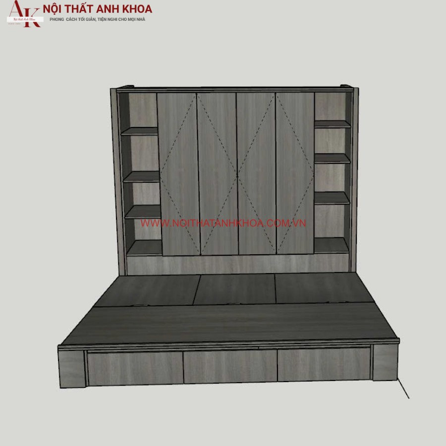 Giường liền tủ gỗ công nghiệp đẹp hiện đại Giường liền tủ gỗ công nghiệp đẹp hiện đại