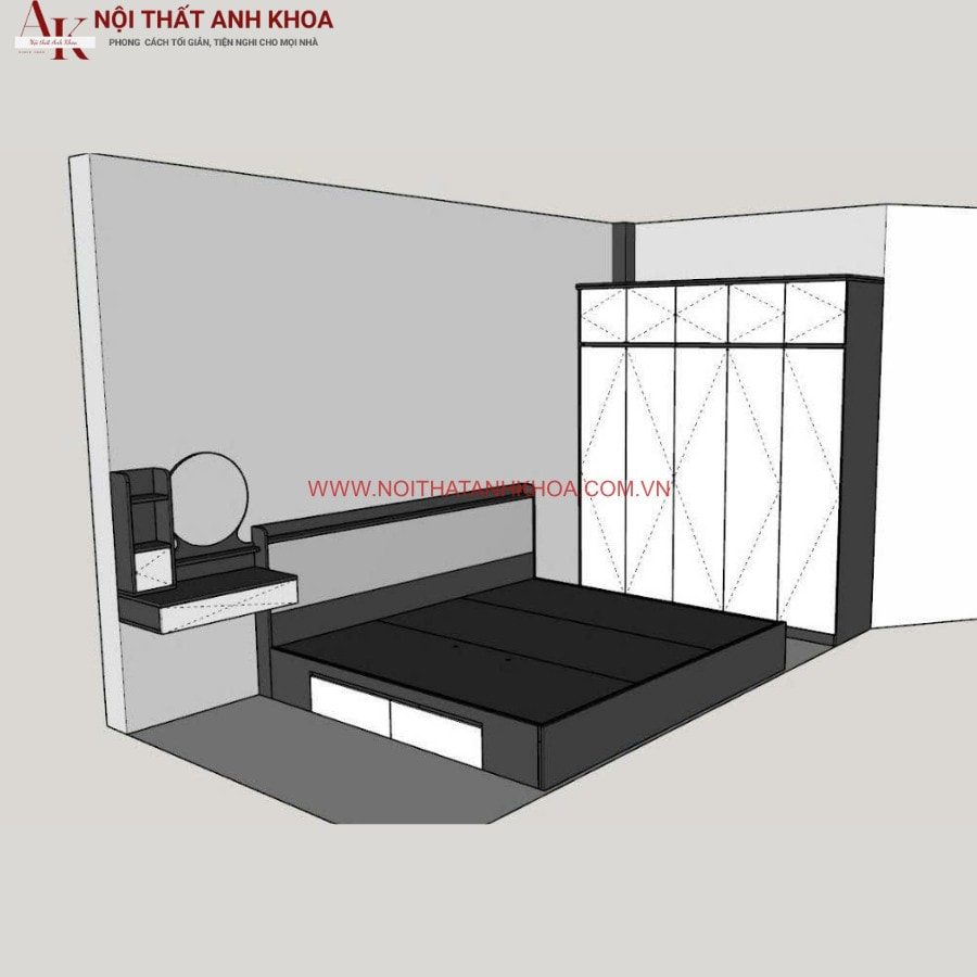 Combo giường tủ, bàn treo gỗ công nghiệp MDF gam màu tinh tế Combo giường tủ, bàn treo gỗ công nghiệp MDF gam màu tinh tế