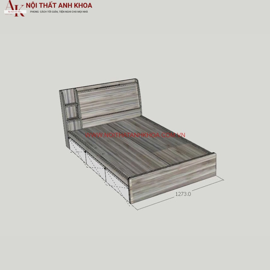 Giường ngủ gam màu xám vân gỗ phối trắng tinh tế Giường ngủ gam màu xám vân gỗ phối trắng tinh tế