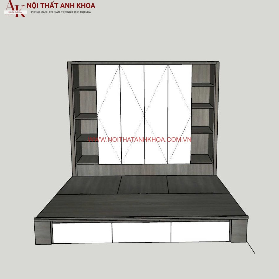 Giường kết hợp tủ tiện lợi được làm từ gỗ công nghiệp MDF Giường kết hợp tủ tiện lợi được làm từ gỗ công nghiệp MDF