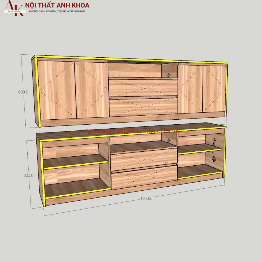 Kệ tivi gỗ công nghiệp MDF gam màu vàng vân gỗ ấm áp Kệ tivi gỗ công nghiệp MDF gam màu vàng vân gỗ ấm áp