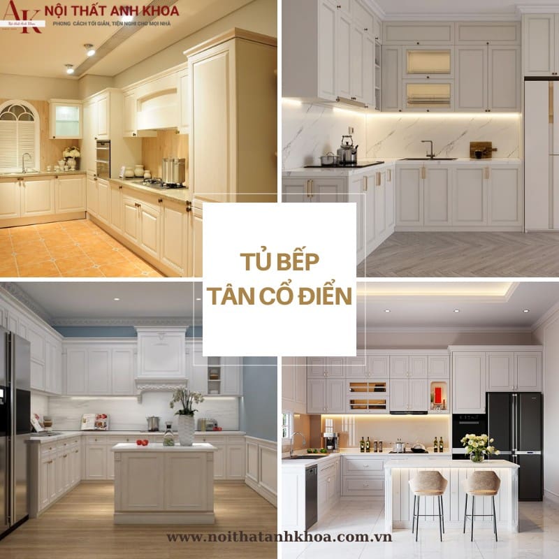 Mẫu tủ bếp tân cổ điển thiết kế đẹp, phong cách Mẫu tủ bếp tân cổ điển thiết kế đẹp, phong cách
