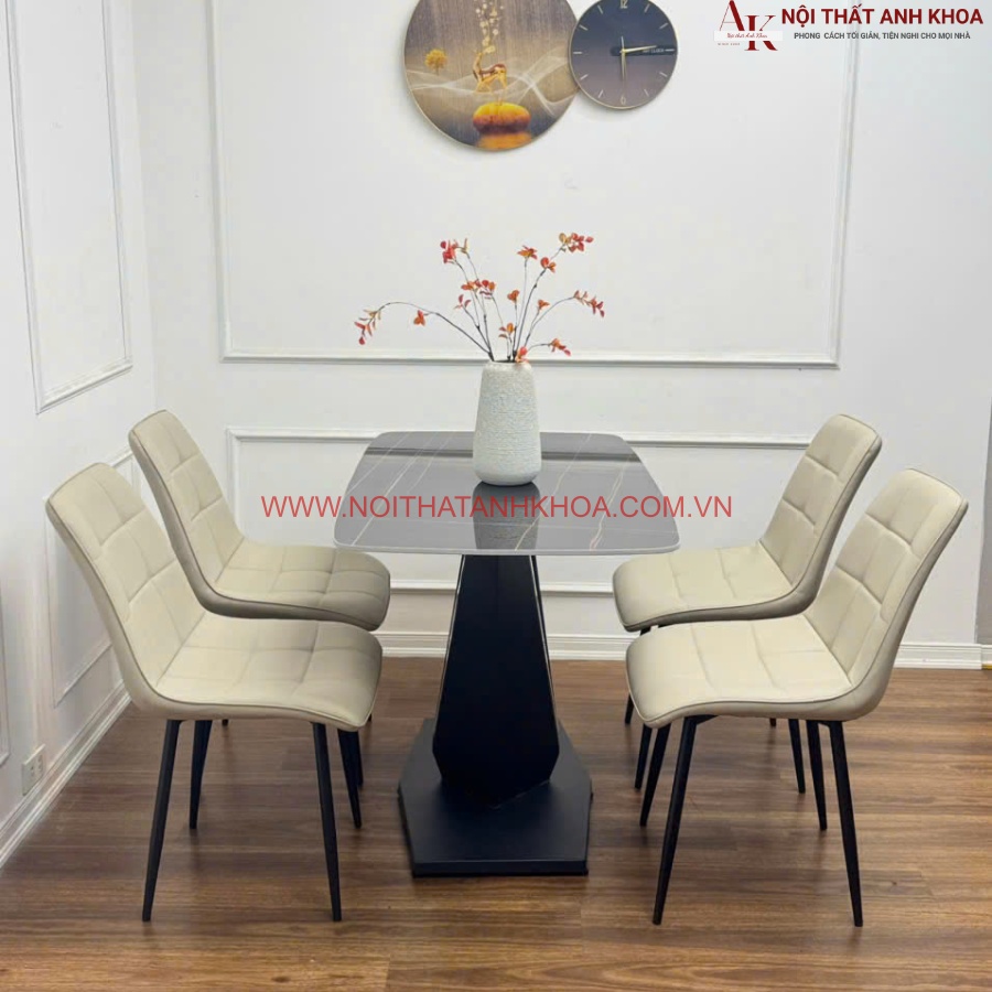 Bộ bàn ăn 4 ghế đẹp giá rẻ màu trắng kem Bộ bàn ăn 4 ghế đẹp giá rẻ màu trắng kem