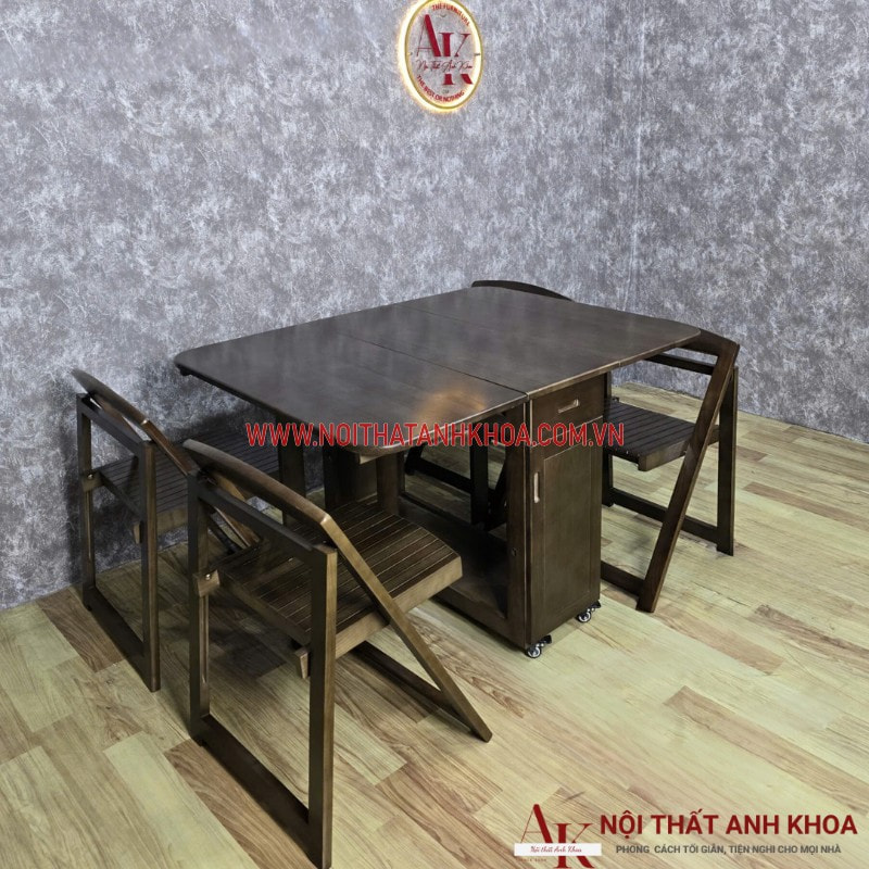 Bàn ăn gấp gọn gỗ cao su ghép bền chắc Bàn ăn gấp gọn gỗ cao su ghép bền chắc