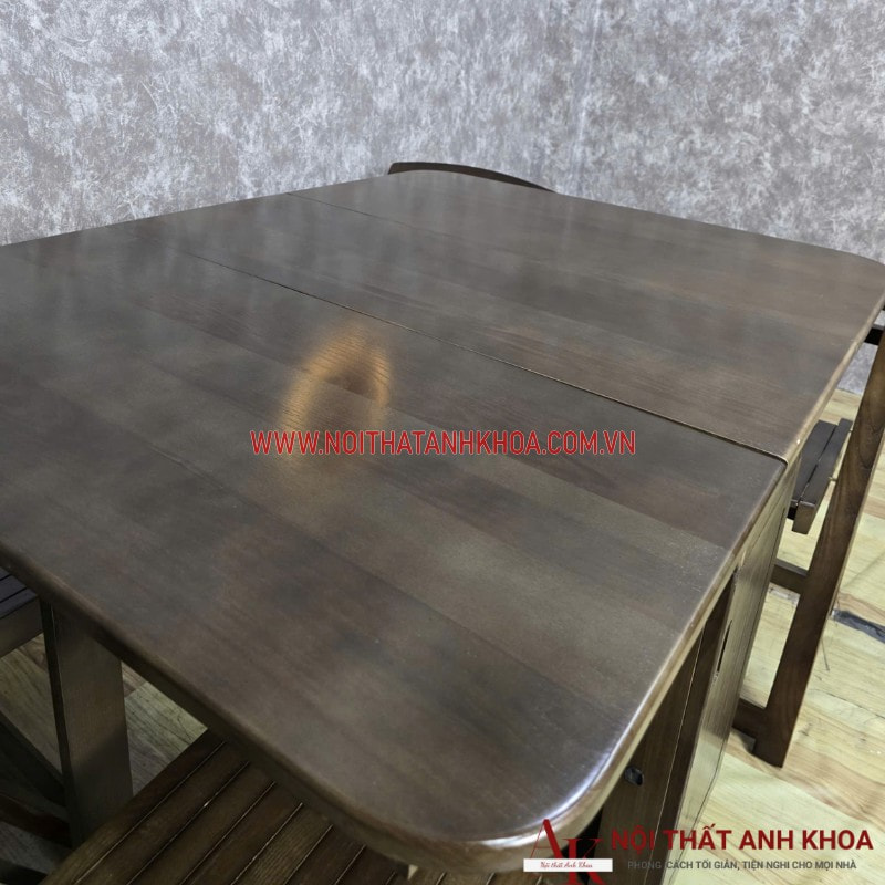 Bộ bàn ăn 4 ghế gấp gọn gỗ cao su tự nhiên Bộ bàn ăn 4 ghế gấp gọn gỗ cao su tự nhiên