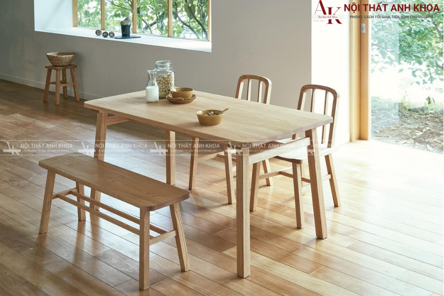 Bàn ăn gỗ 1m2 phong cách tối giản Bàn ăn gỗ 1m2 phong cách tối giản