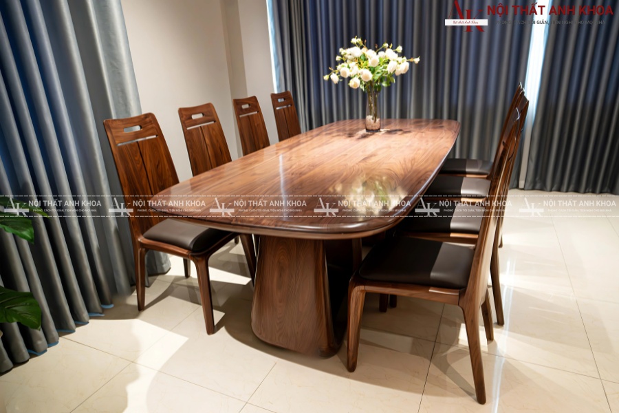 Bộ bàn ăn 8 ghế màu gỗ óc chó - Đẹp từng chi tiết Bộ bàn ăn 8 ghế màu gỗ óc chó - Đẹp từng chi tiết