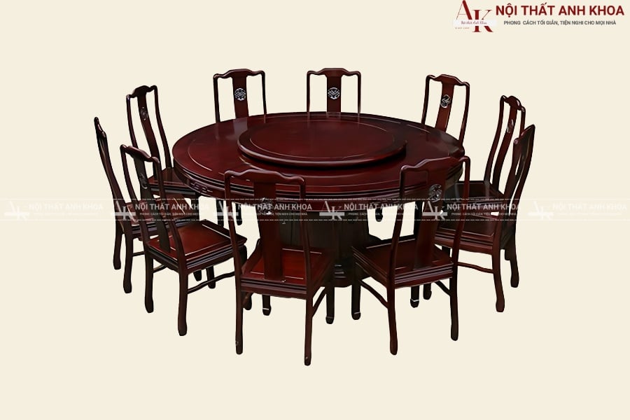 Bàn ăn tròn 10 người gỗ tự nhiên - Đẹp mắt và bền bỉ Bàn ăn tròn 10 người gỗ tự nhiên - Đẹp mắt và bền bỉ