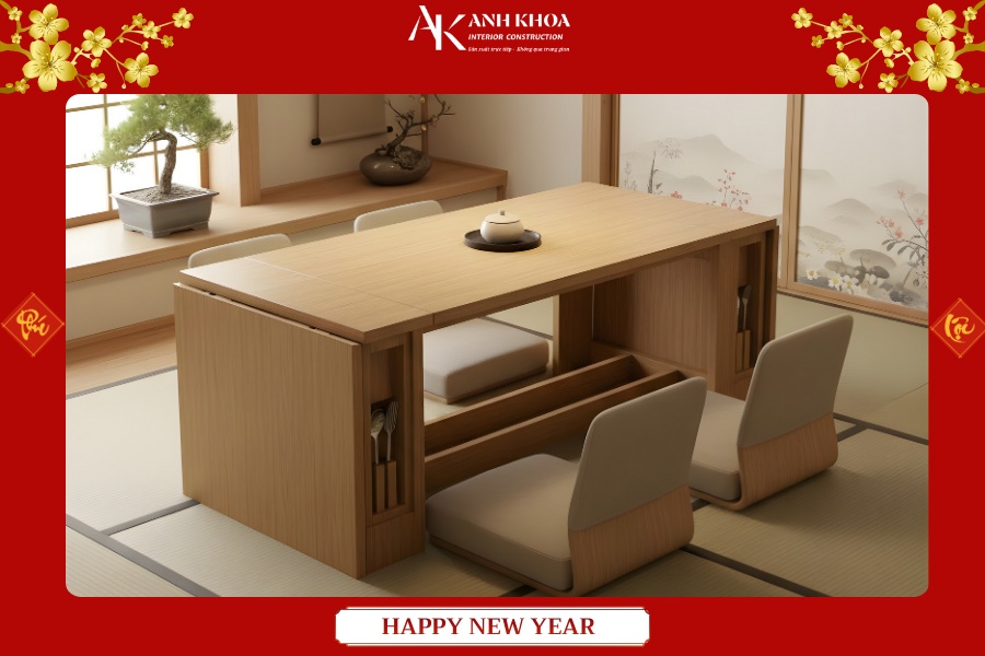 Bàn ăn kiểu nhật - Nơi khởi nguồn của những bữa cơm thân yêu Bàn ăn kiểu nhật - Nơi khởi nguồn của những bữa cơm thân yêu