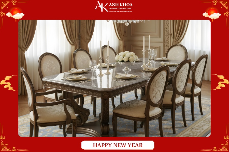 Vẻ đẹp vượt thời gian - Bàn ăn mặt đá cho biệt thự sang trọng Vẻ đẹp vượt thời gian - Bàn ăn mặt đá cho biệt thự sang trọng