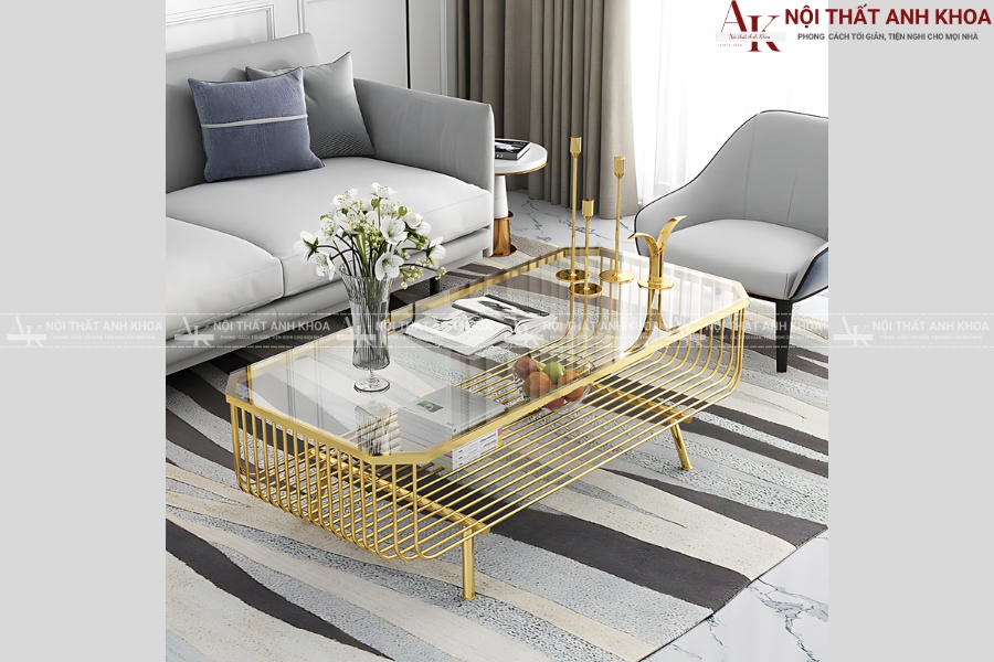 Bàn sofa mặt kính chữ nhật phong cách tối giản Bàn sofa mặt kính chữ nhật phong cách tối giản