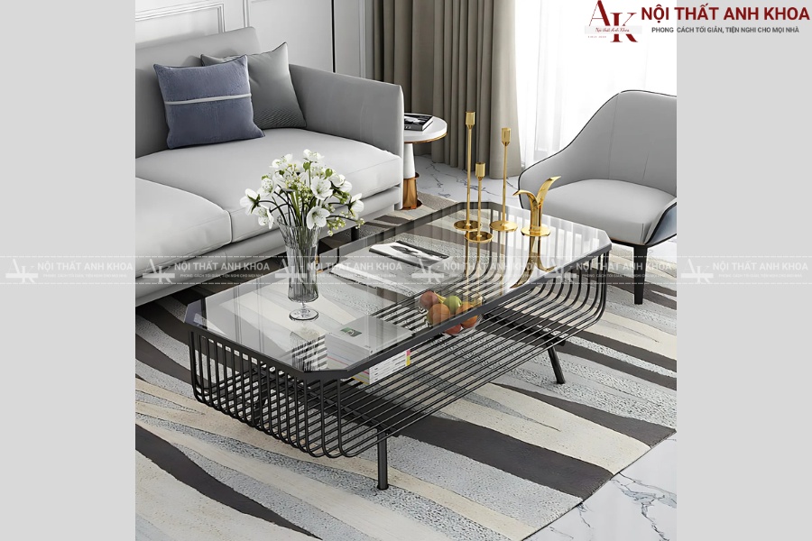 Bàn sofa mặt kính chữ nhật - Thông dụng và tiện lợi Bàn sofa mặt kính chữ nhật - Thông dụng và tiện lợi