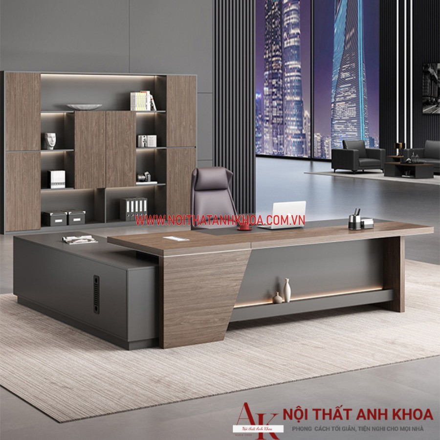 Bàn giám đốc chữ L gỗ công nghiệp đẹp hiện đại