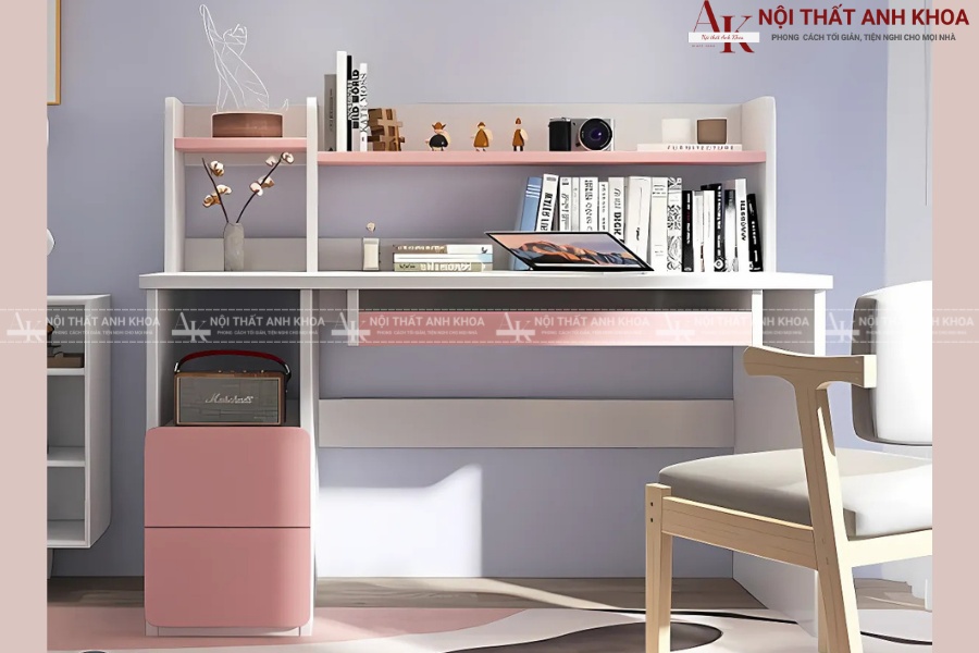 Bàn học có kệ sách mini tích hợp Bàn học có kệ sách mini tích hợp