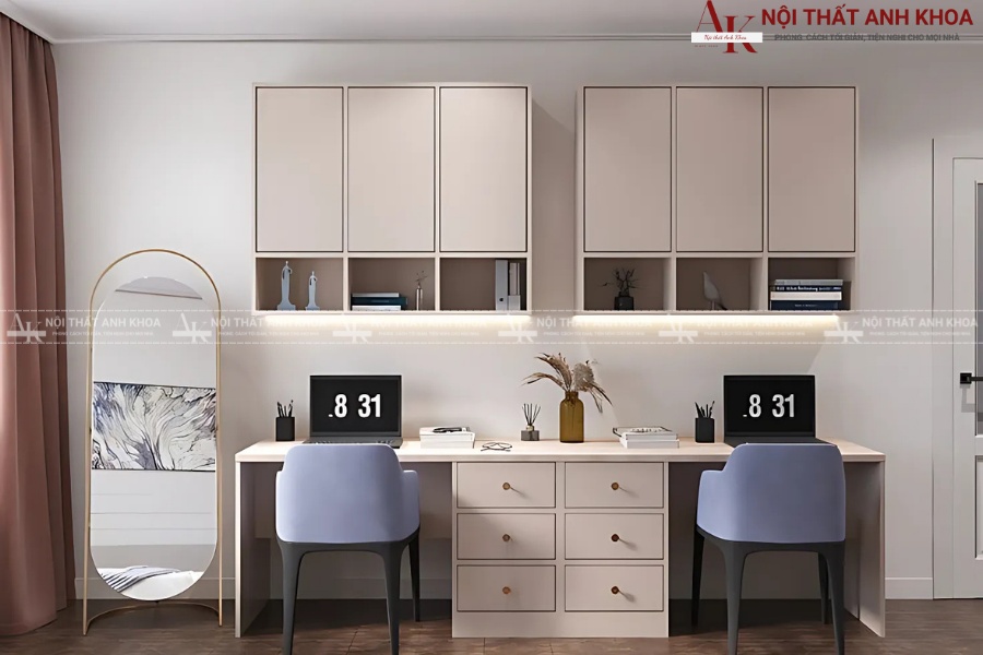 Bàn học đôi gỗ công nghiệp Bàn học đôi gỗ công nghiệp