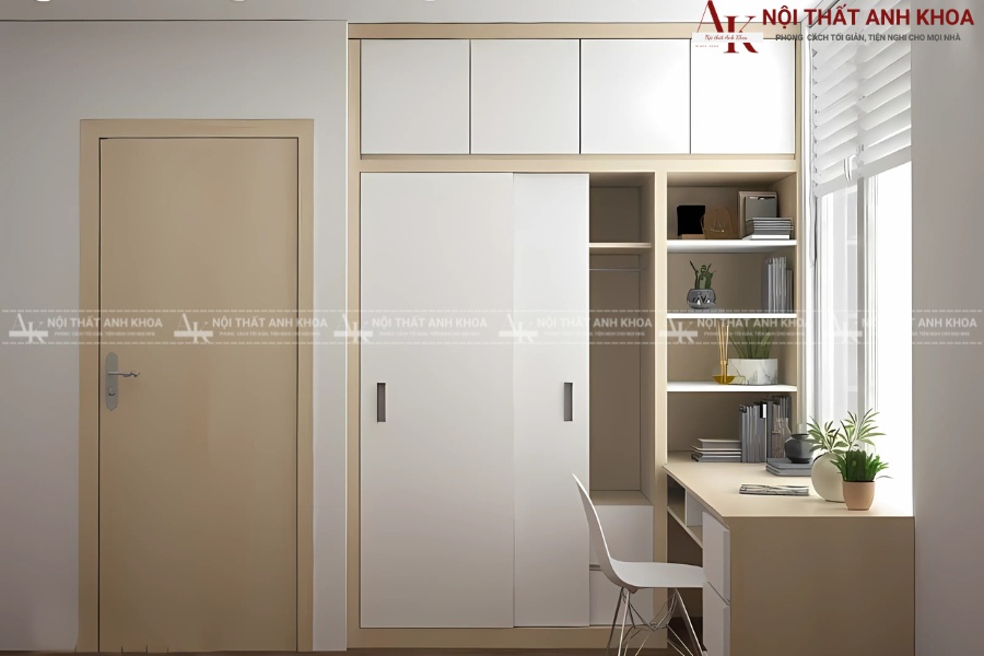 Bàn học kết hợp tủ quần áo cửa lùa Bàn học kết hợp tủ quần áo cửa lùa