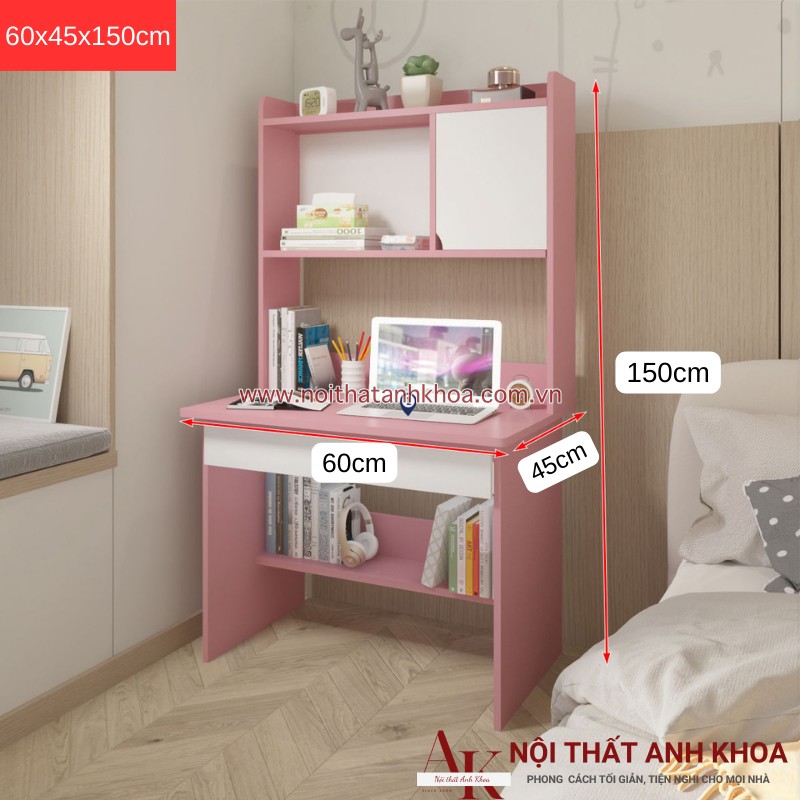 Bàn Học Sinh Gỗ MDF Màu Hồng (KT: 60 x 45 x 150cm) Bàn Học Sinh Gỗ MDF Màu Hồng (KT: 60 x 45 x 150cm)