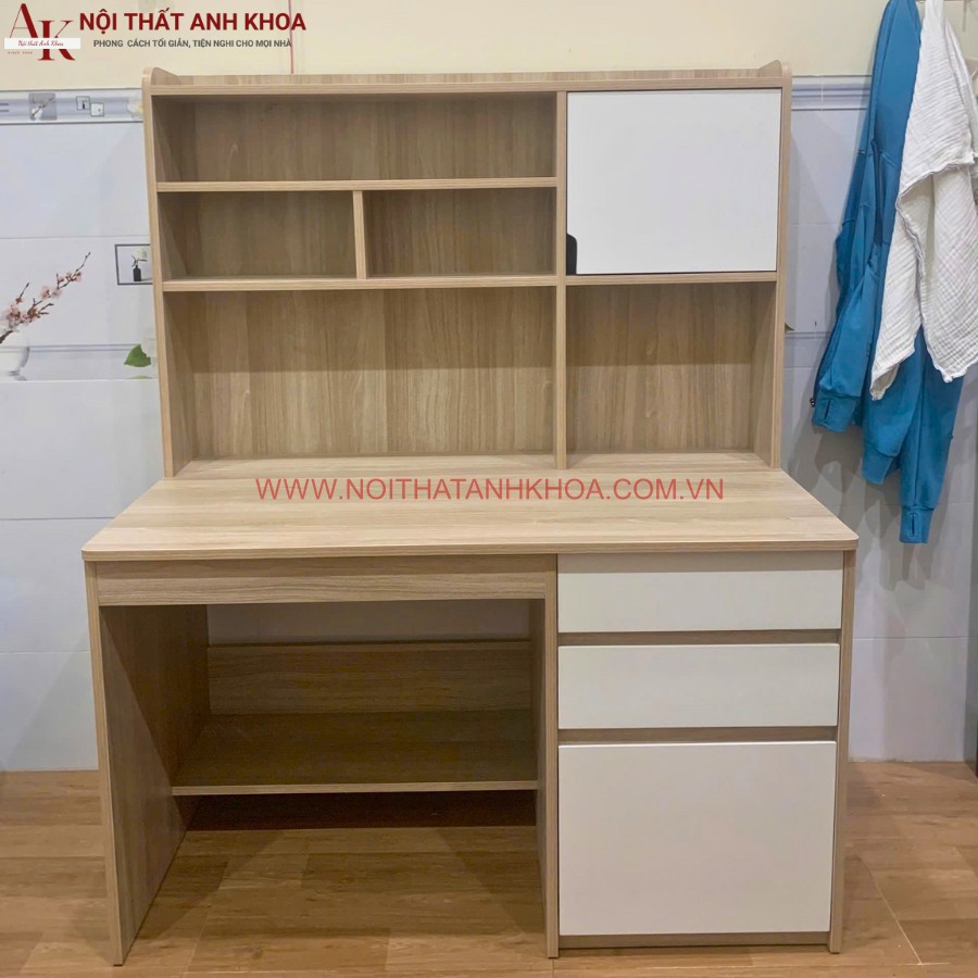 Bàn học sinh gỗ công nghiệp MDF kết hợp kệ sách giá rẻ Bàn học sinh gỗ công nghiệp MDF kết hợp kệ sách giá rẻ