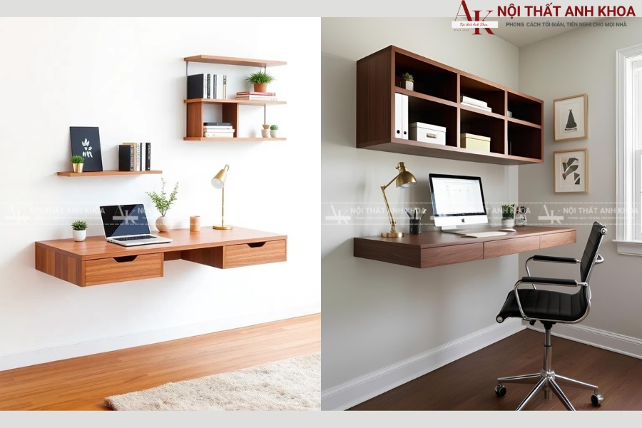 Bàn học treo tường phong cách tối giản Bàn học treo tường phong cách tối giản