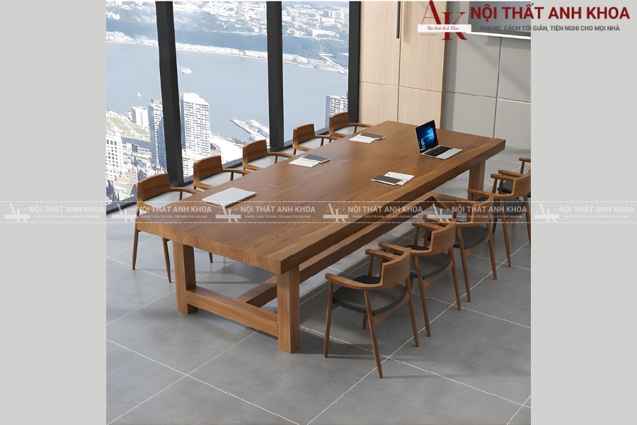 Bàn họp cao cấp với chân gỗ tự nhiên nguyên khối Bàn họp cao cấp với chân gỗ tự nhiên nguyên khối